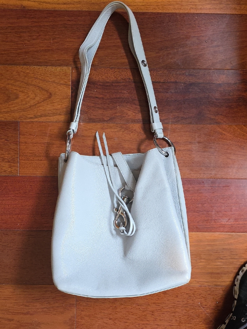 Rebecca Minkoff Light Grey Shoulder Bucket Bag with Ring Detail